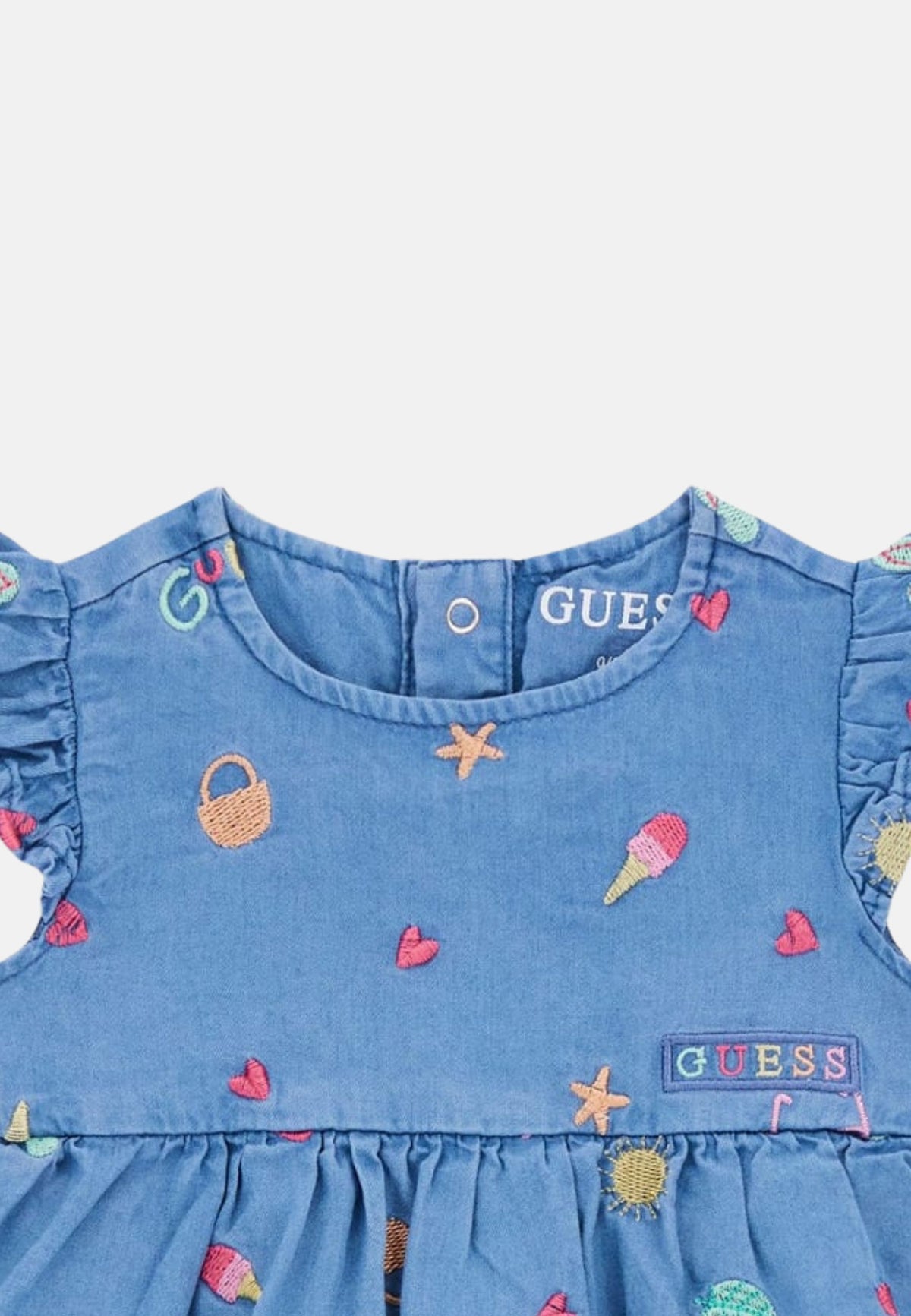 CHAMBRAY SS DRESS BODYSUIT - PRINTED BLUE WASH