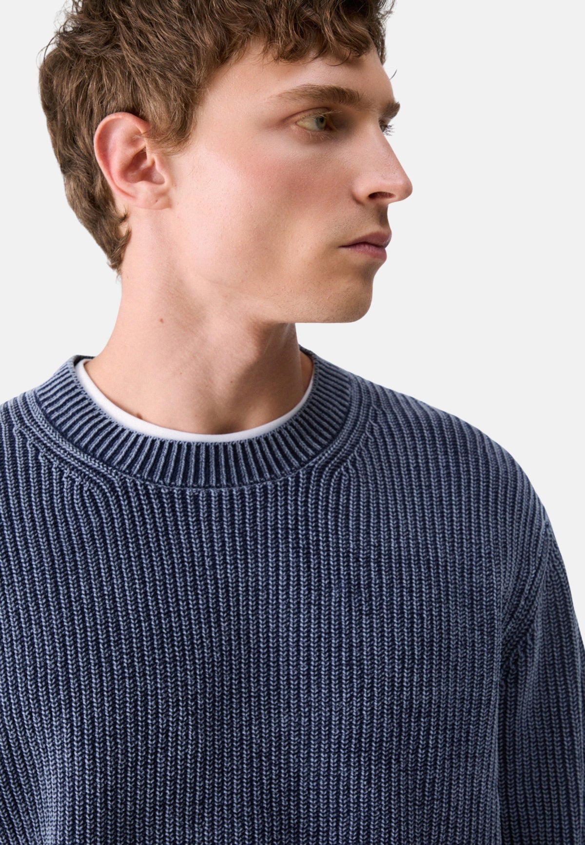 MAGLIA GIROCOLLO A COSTINA - BLU NAVY