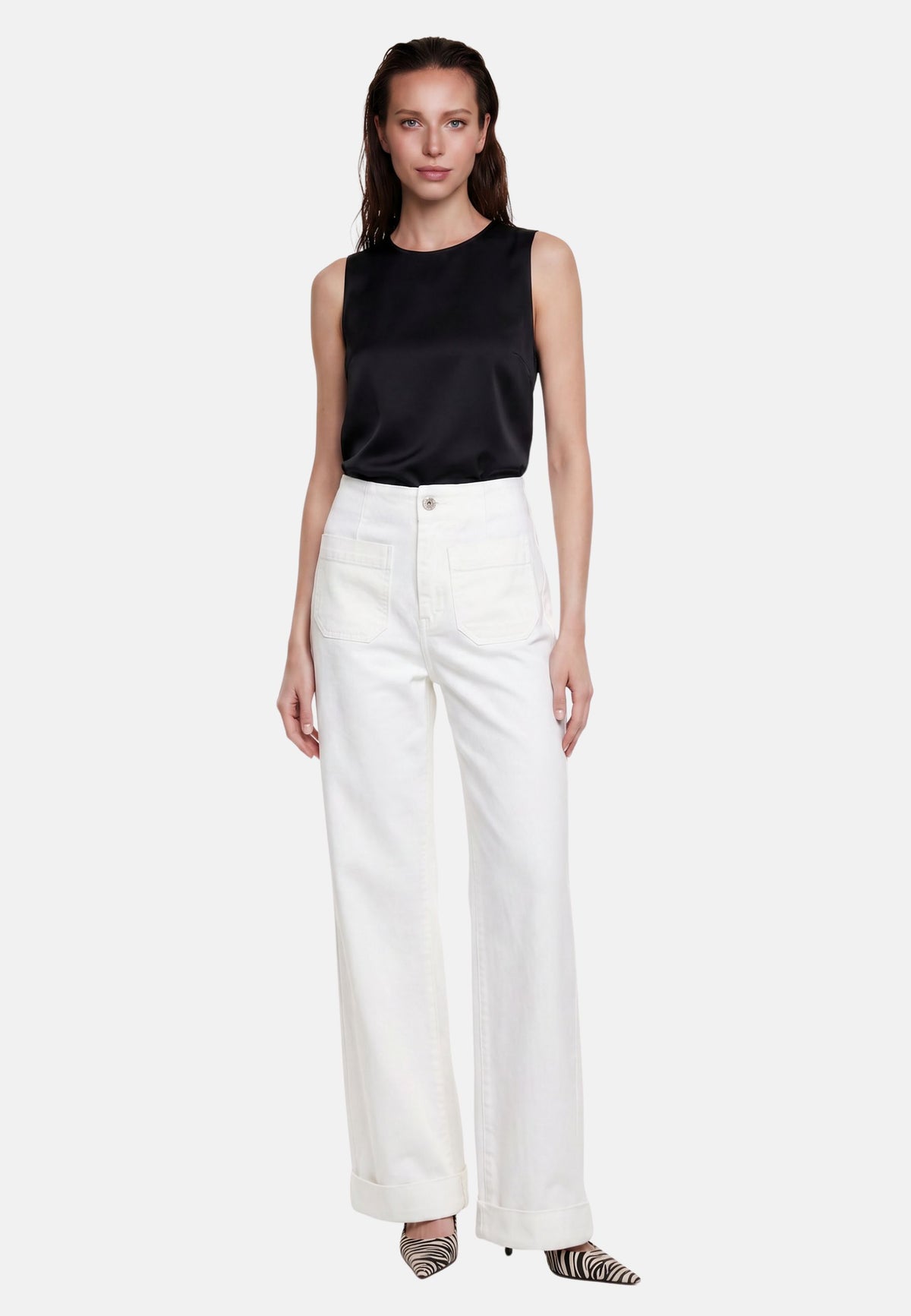 JEANS A PALAZZO - OFF WHITE