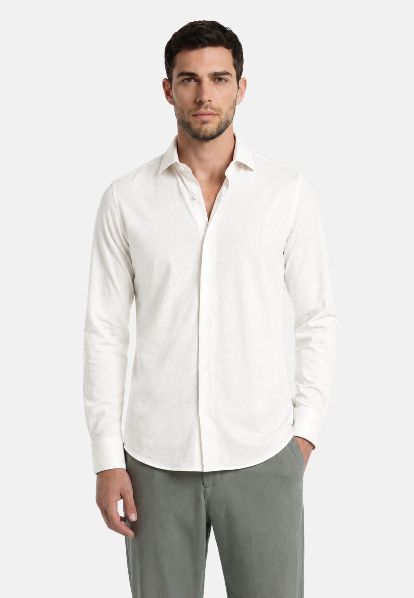 CAMICIA LINO M/L - bianco