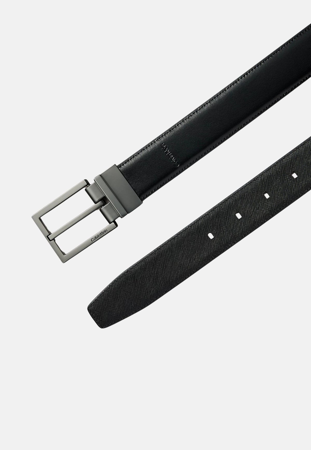 SQUARE BUKLE 32MM REV/ADJ - BLACK/CK DARK BROWN