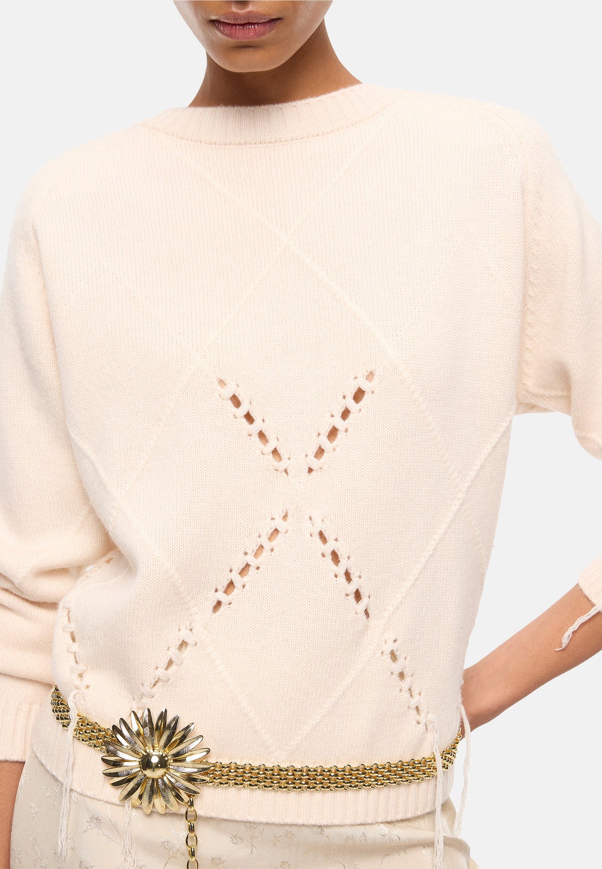 BERNA PULL ARGYLE TRAFORATO - BEIGE