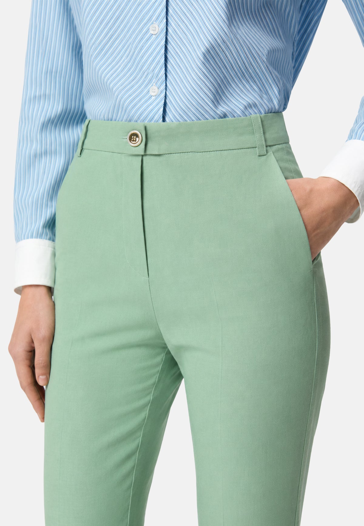 BELLO PANTALONE LINO STRETCH - GREEN