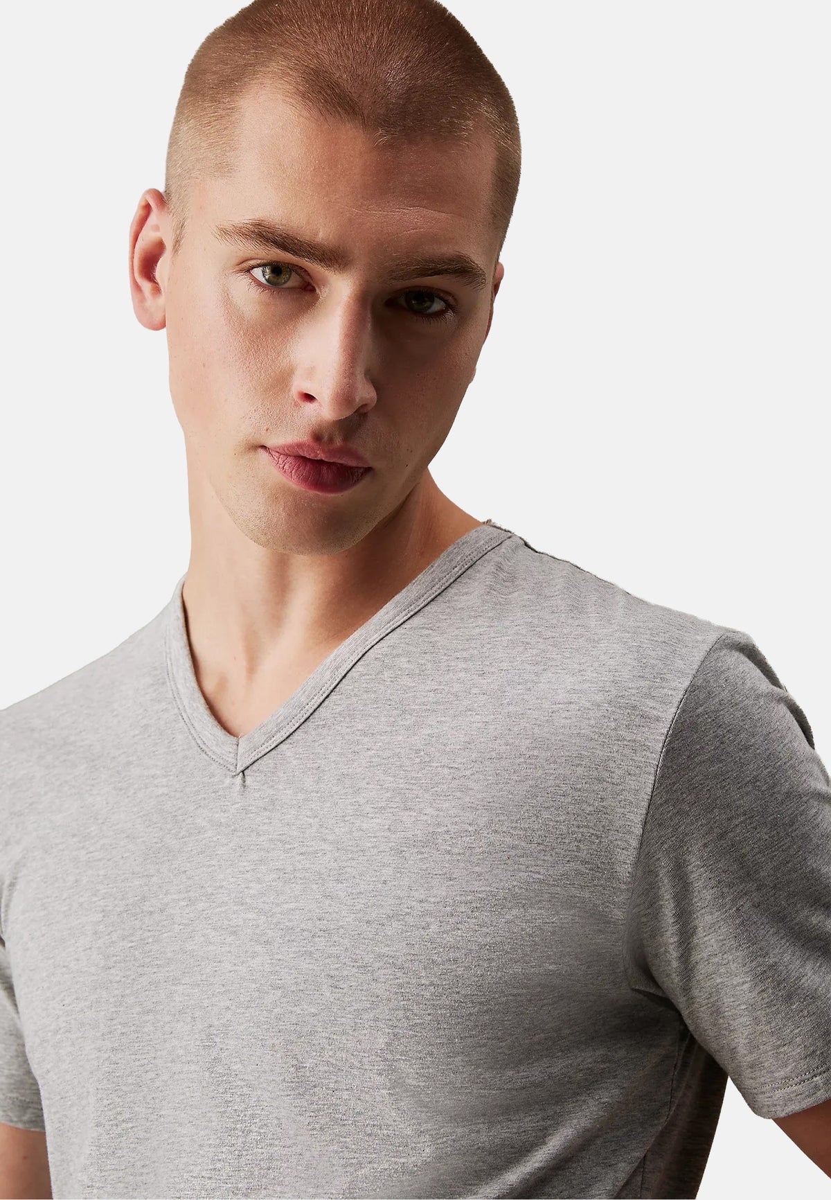 S/S V NECK 3PK - BLACK-GREY-WHITE