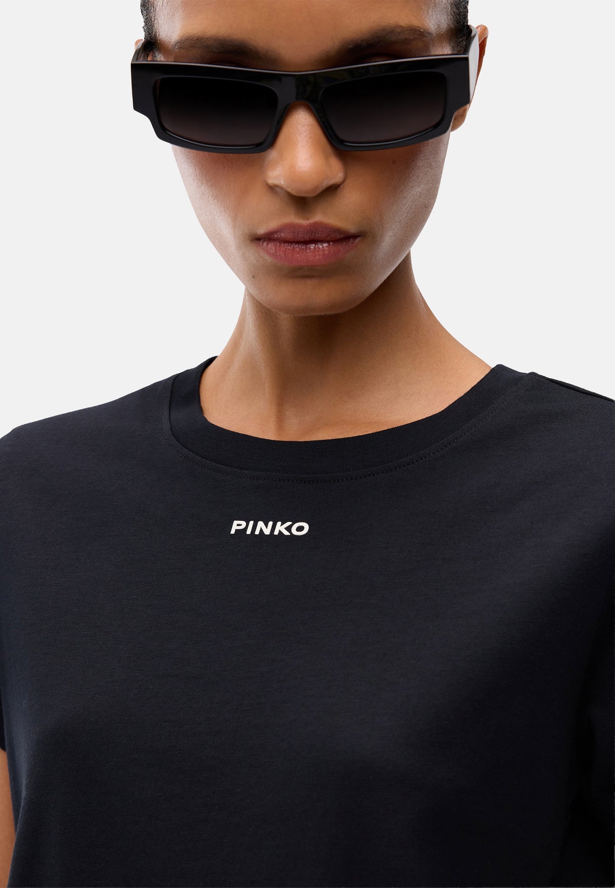 BASICO T-SHIRT JERSEY LOGO PINKO GOMMATO - BLACK