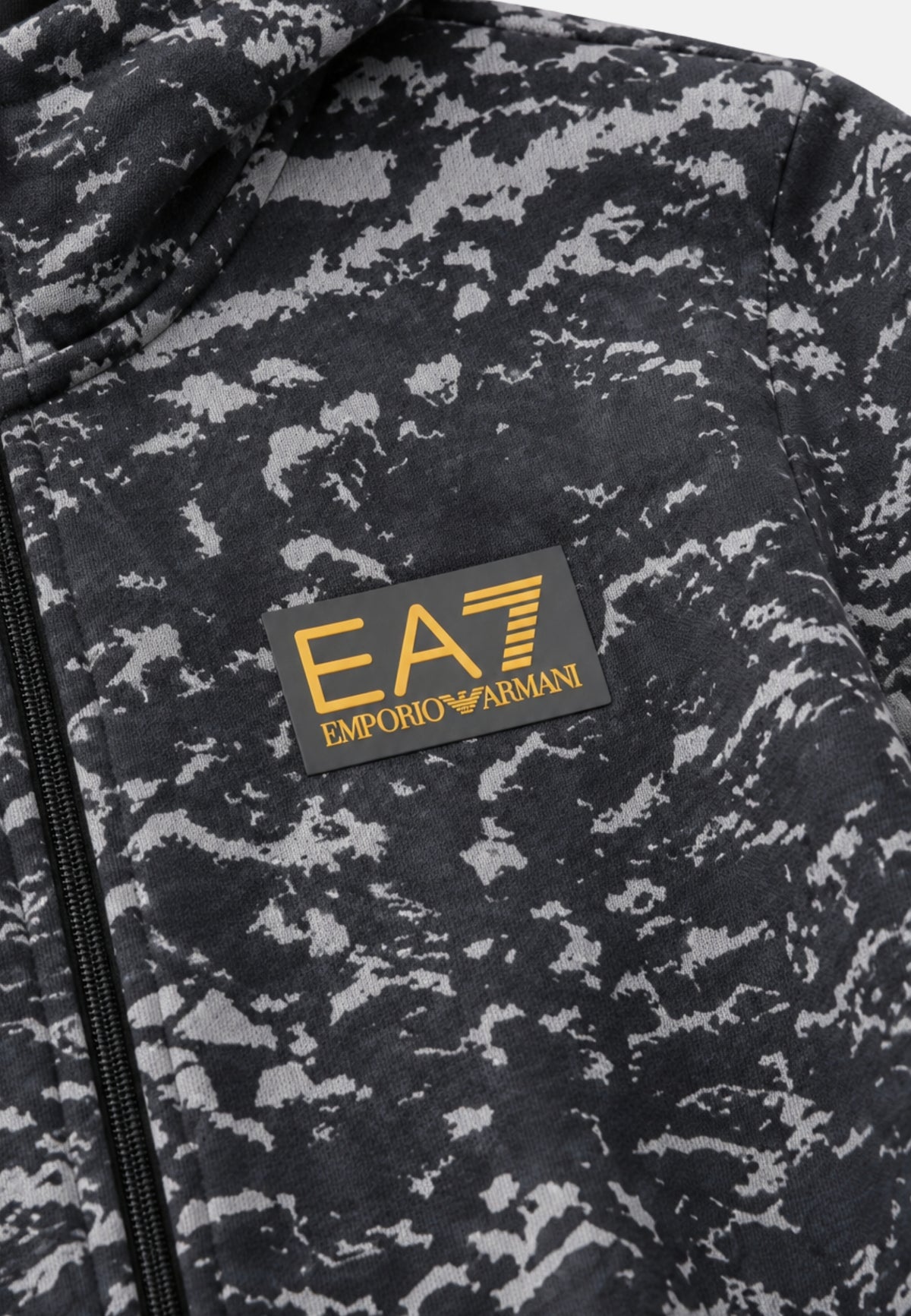 FELPA APERTA CON ZIP E CAPPUCCIO - BLACK FANCY CAMOU