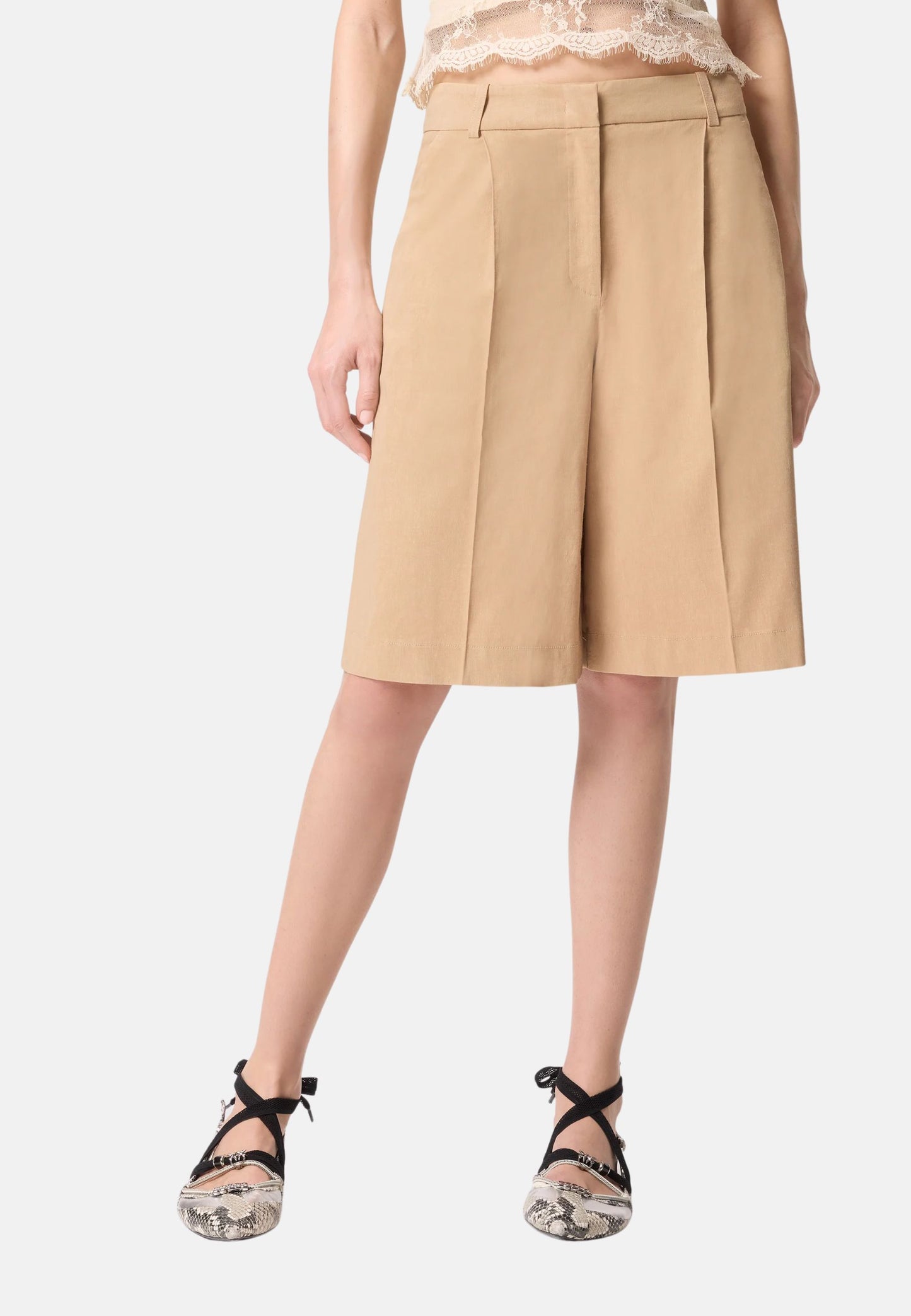 BRYANA BERMUDA LINO STRETCH - BEIGE