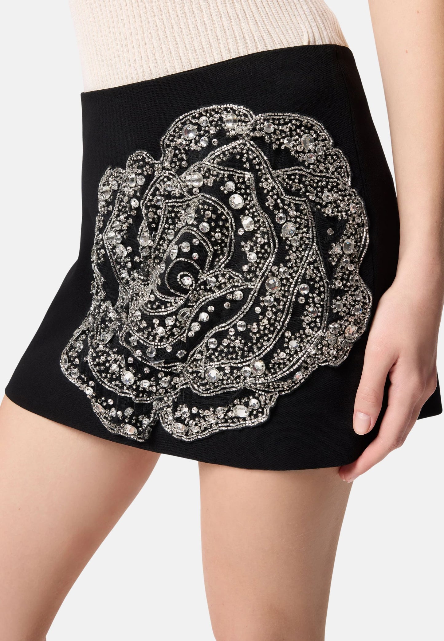 CAVOLFIORE GONNA DOUBLE ARMOURE RICAMO - BLACK