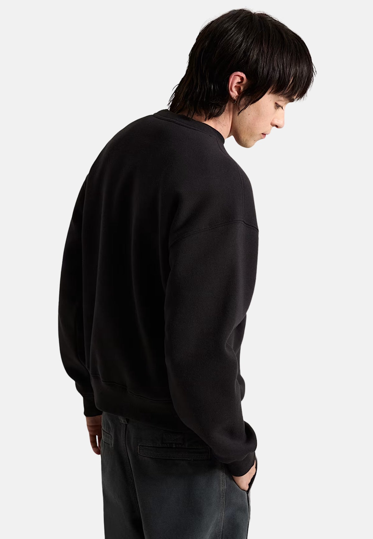 STRETCH LOGO CREW - BLACK/WHITE