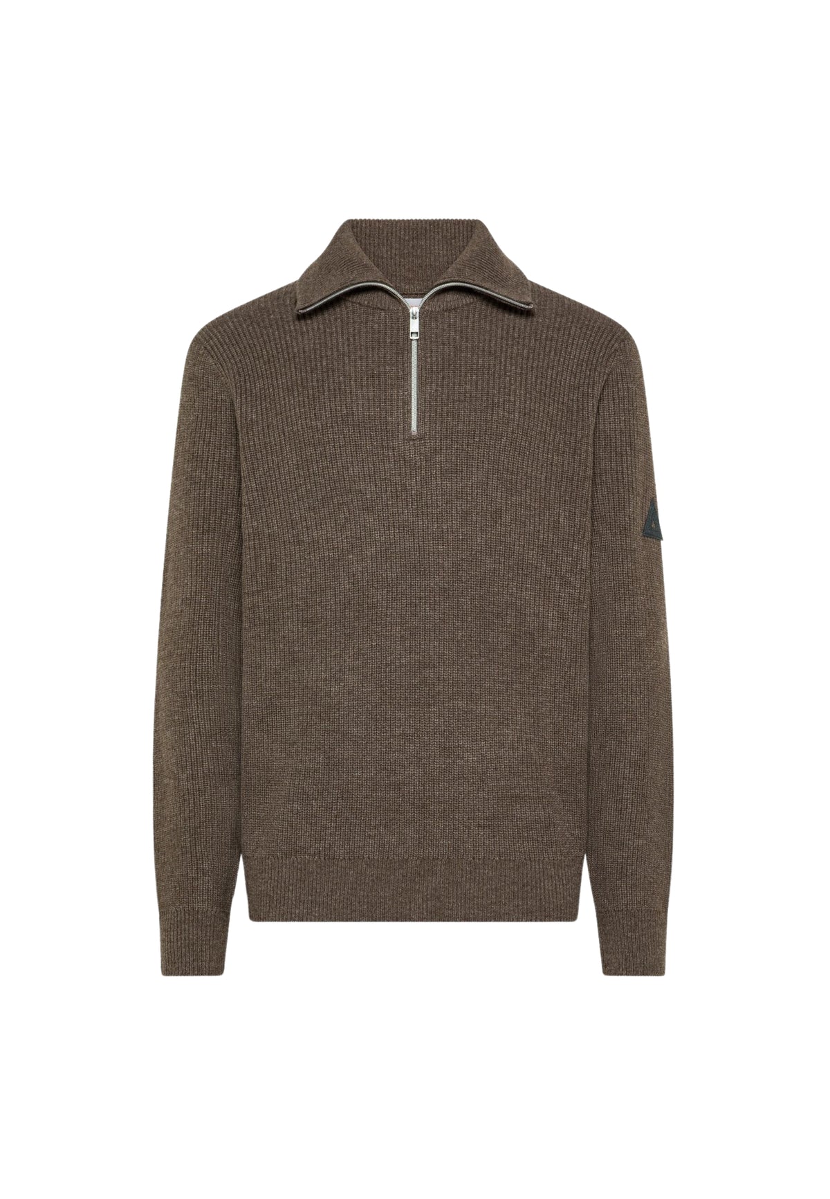 HALF ZIP ENGLISH RIB WARM WOOL L/S - TORTORA