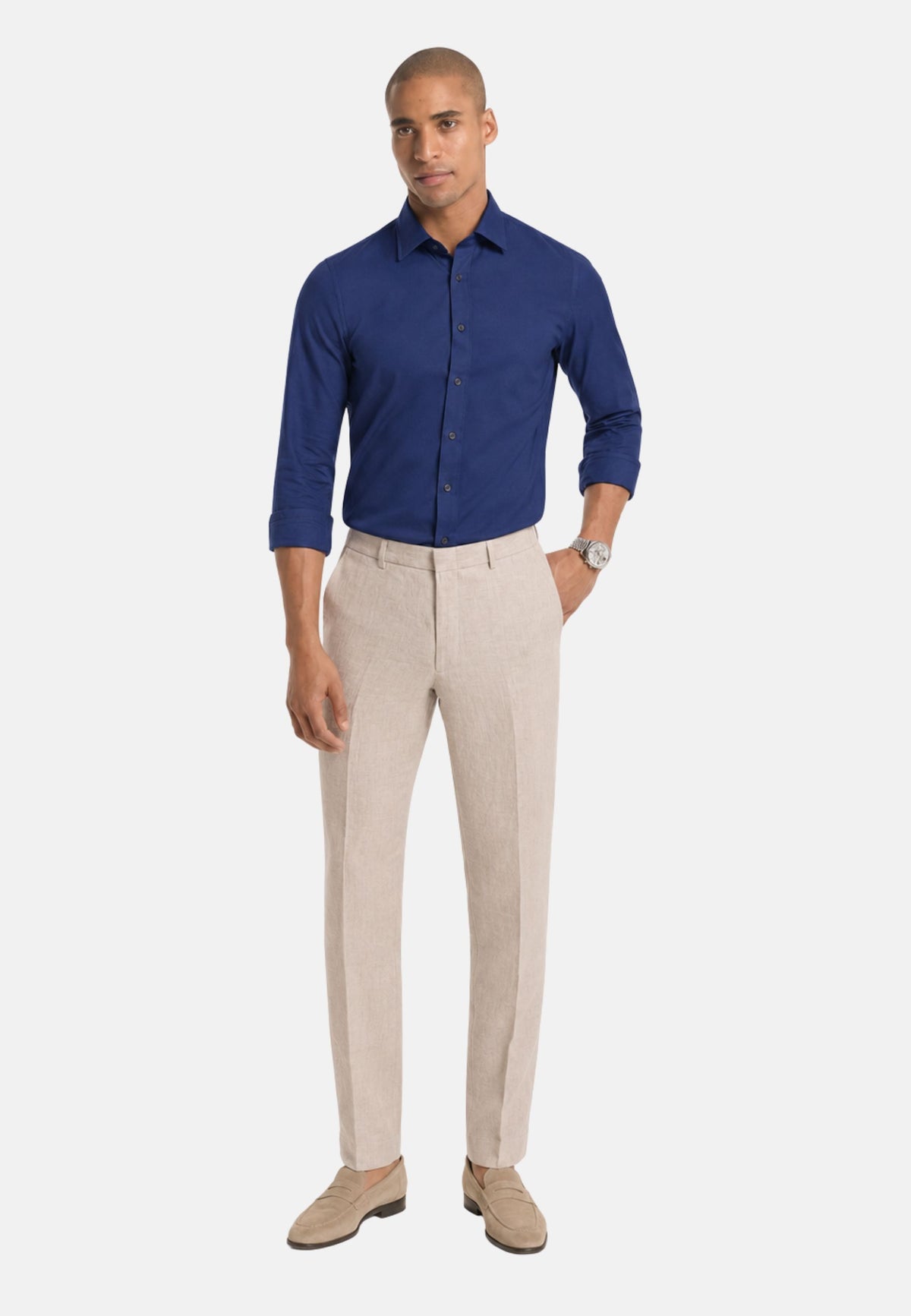 DOBBY ENGINEERD MODERN FIT SHIRT - ESTATE BLUE