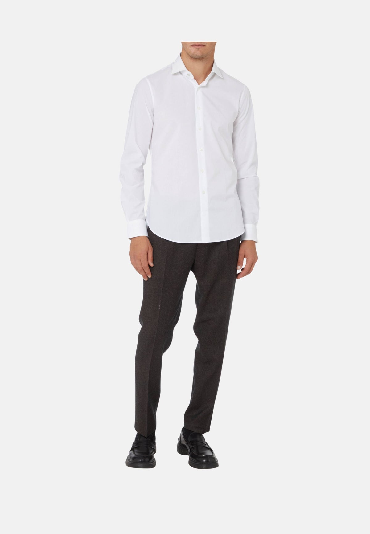 POPLIN STRETCH SLIM SHIRT - WHITE