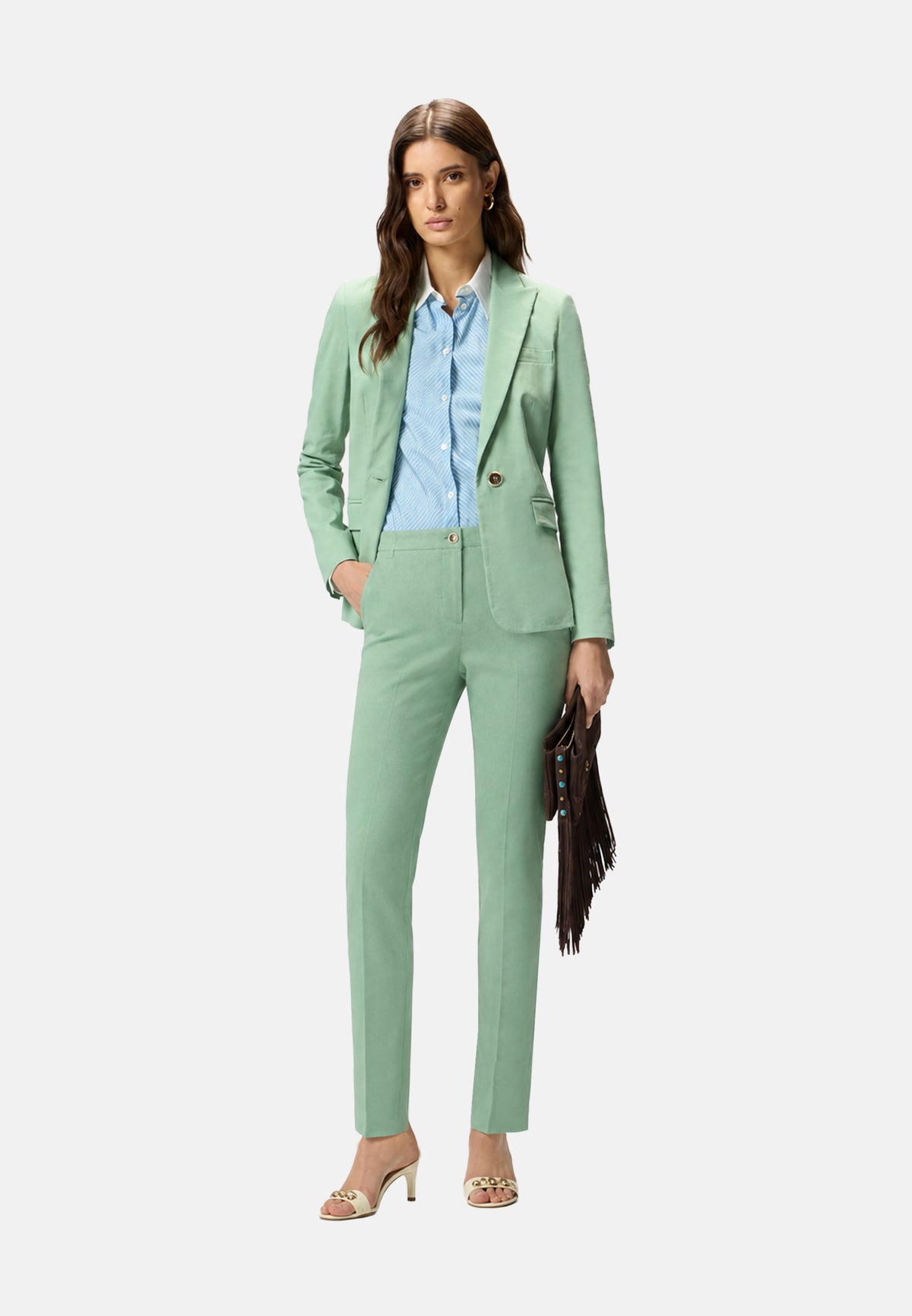 BELLO PANTALONE LINO STRETCH - GREEN