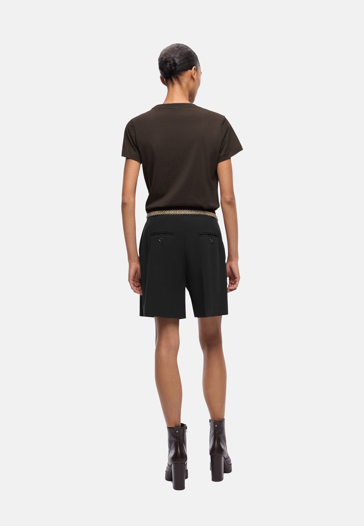 BASICO T-SHIRT JERSEY LOGO PINKO GOMMATO - BROWN