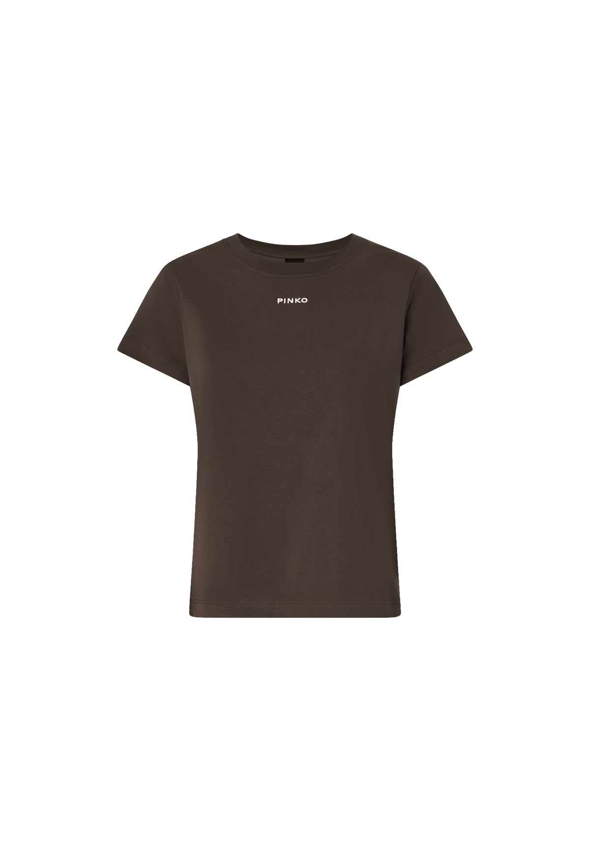 BASICO T-SHIRT JERSEY LOGO PINKO GOMMATO - BROWN