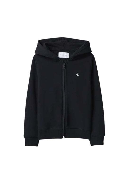 MINI BADGE ZIP HOODIE - BLACK