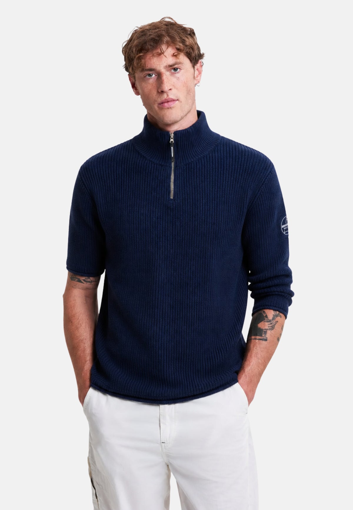 MAGLIONCINO MEZZOCOLLO CON ZIP - BLUE