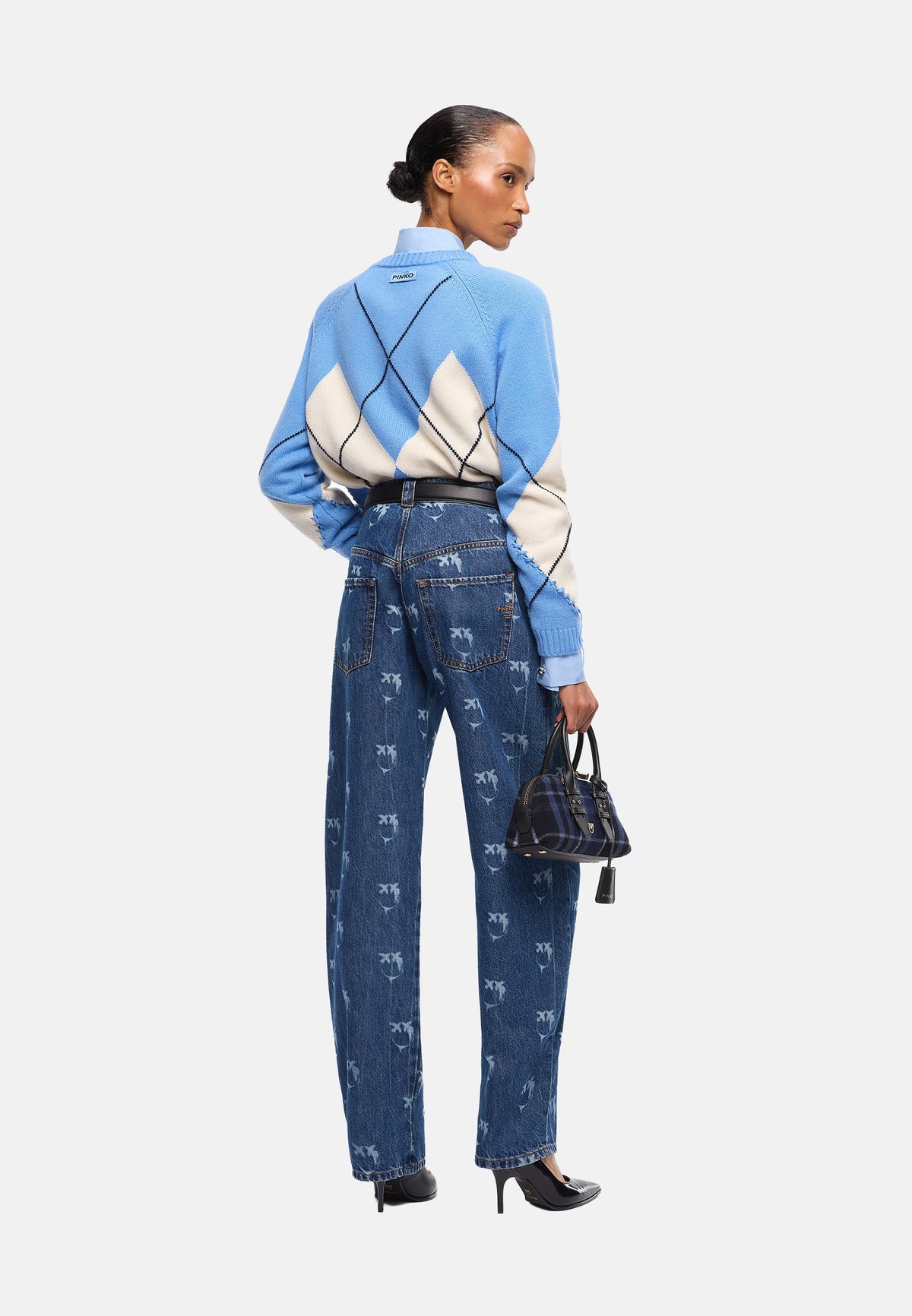 BERNA PULL ARGYLE TRAFORATO - AZZURRO/PANNA
