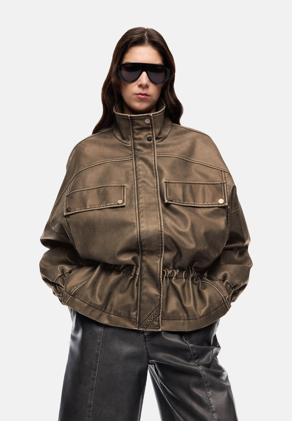 BARKERIA BLOUSON TELA SPALMATA - BROWN