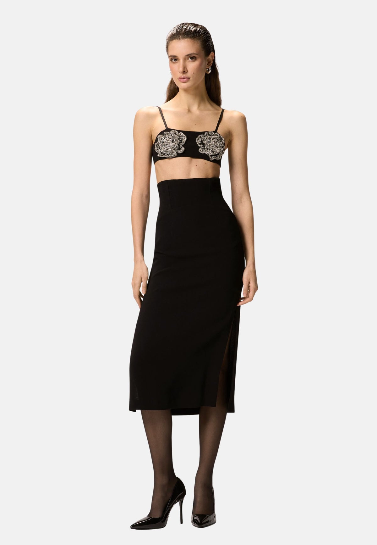 BARBABIETOLE TOP DOUBLE ARMOURE RICAMO - BLACK