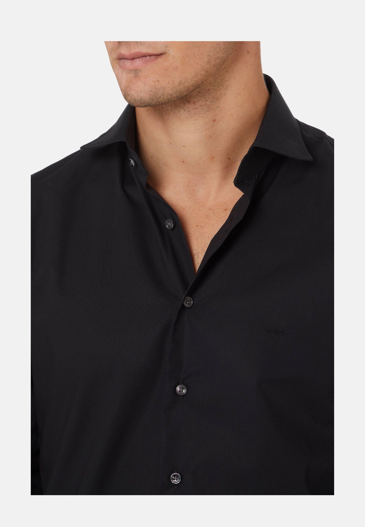POPLIN STRETCH SLIM SHIRT - BLACK