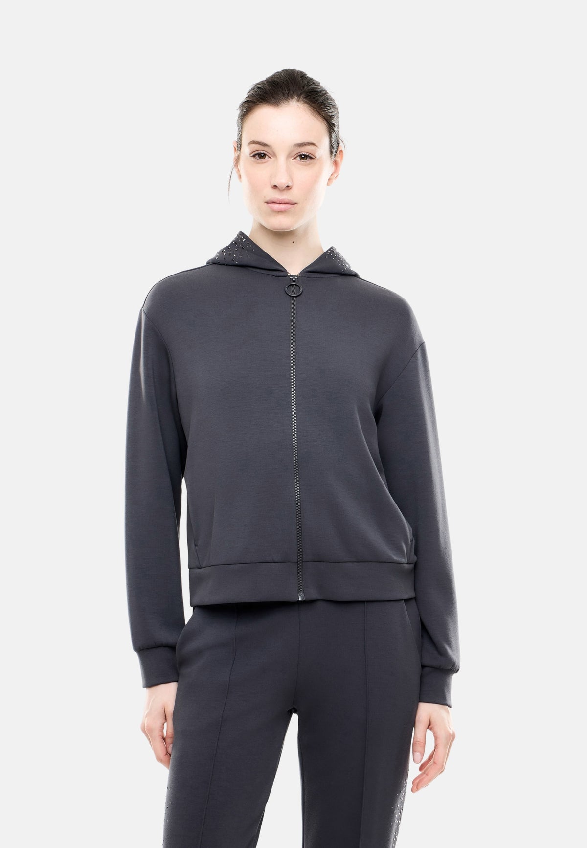 FELPA APERTA CON ZIP - ASPHALT