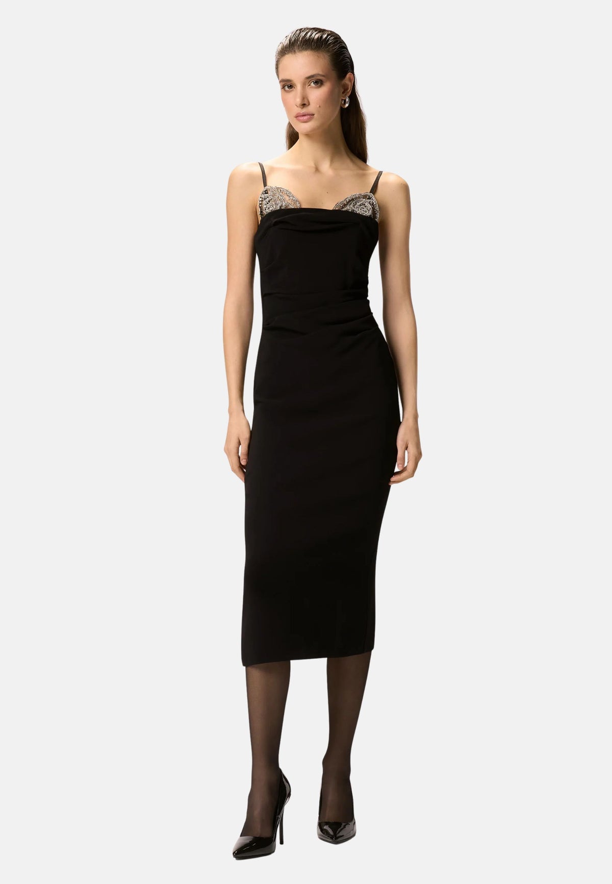 CARRUBA ABITO DOUBLE ARMOURE RICAMO ROSE - BLACK