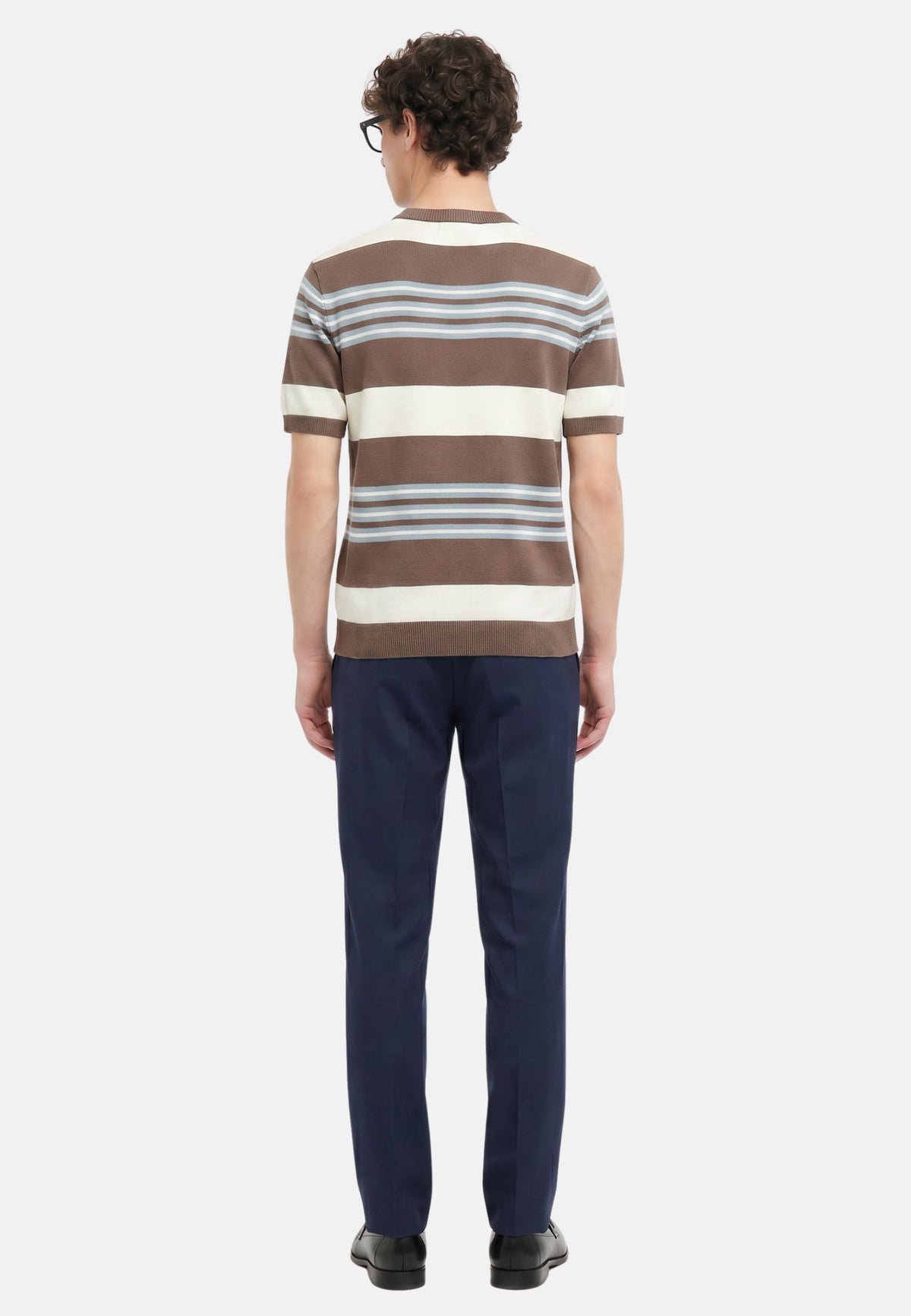 T-SHIRT M/M IN FILO - RIGATA MARRONE