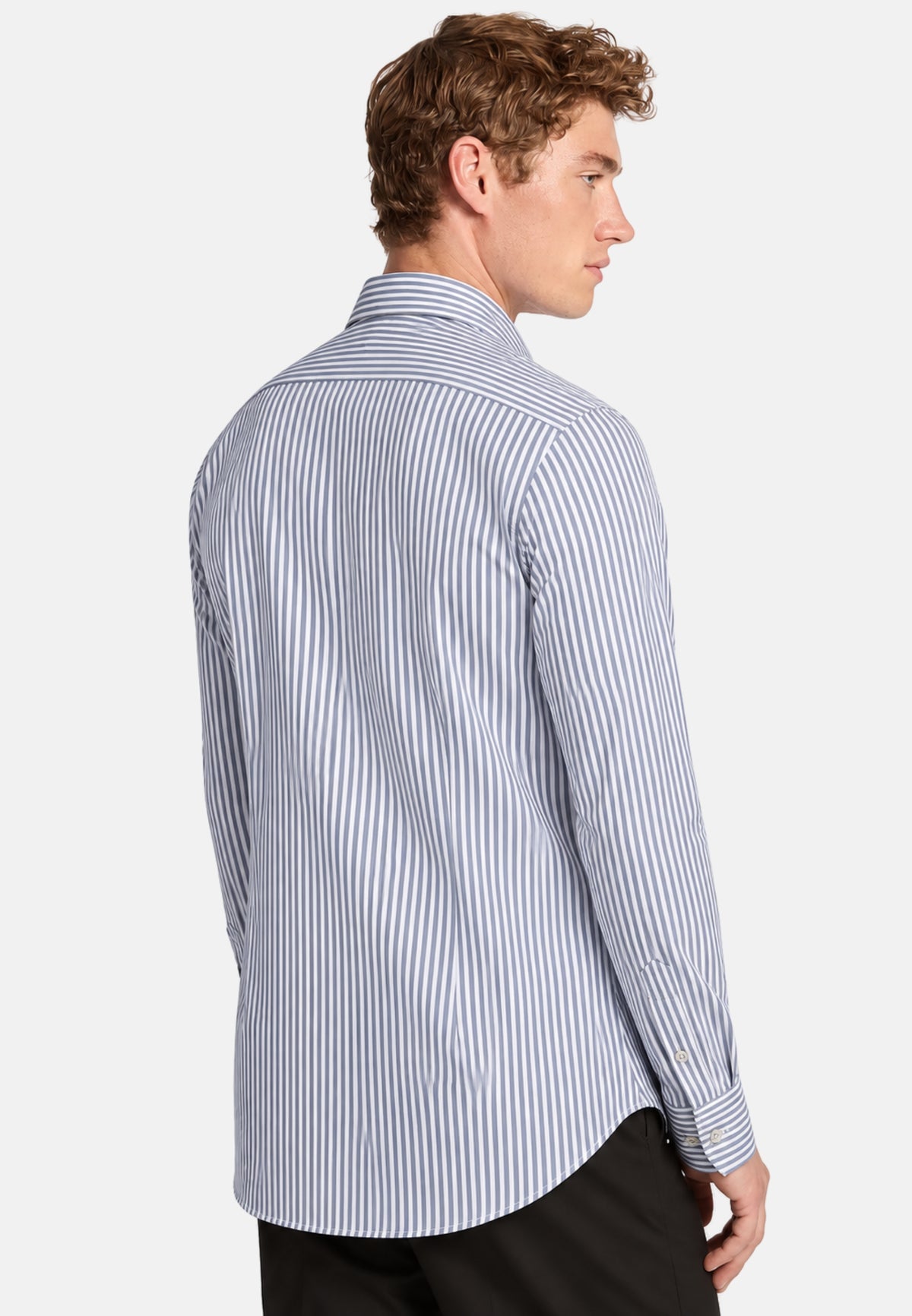 JAPANESE PERFORM KNIT STRIPE SLIM - RIGATA NAVY