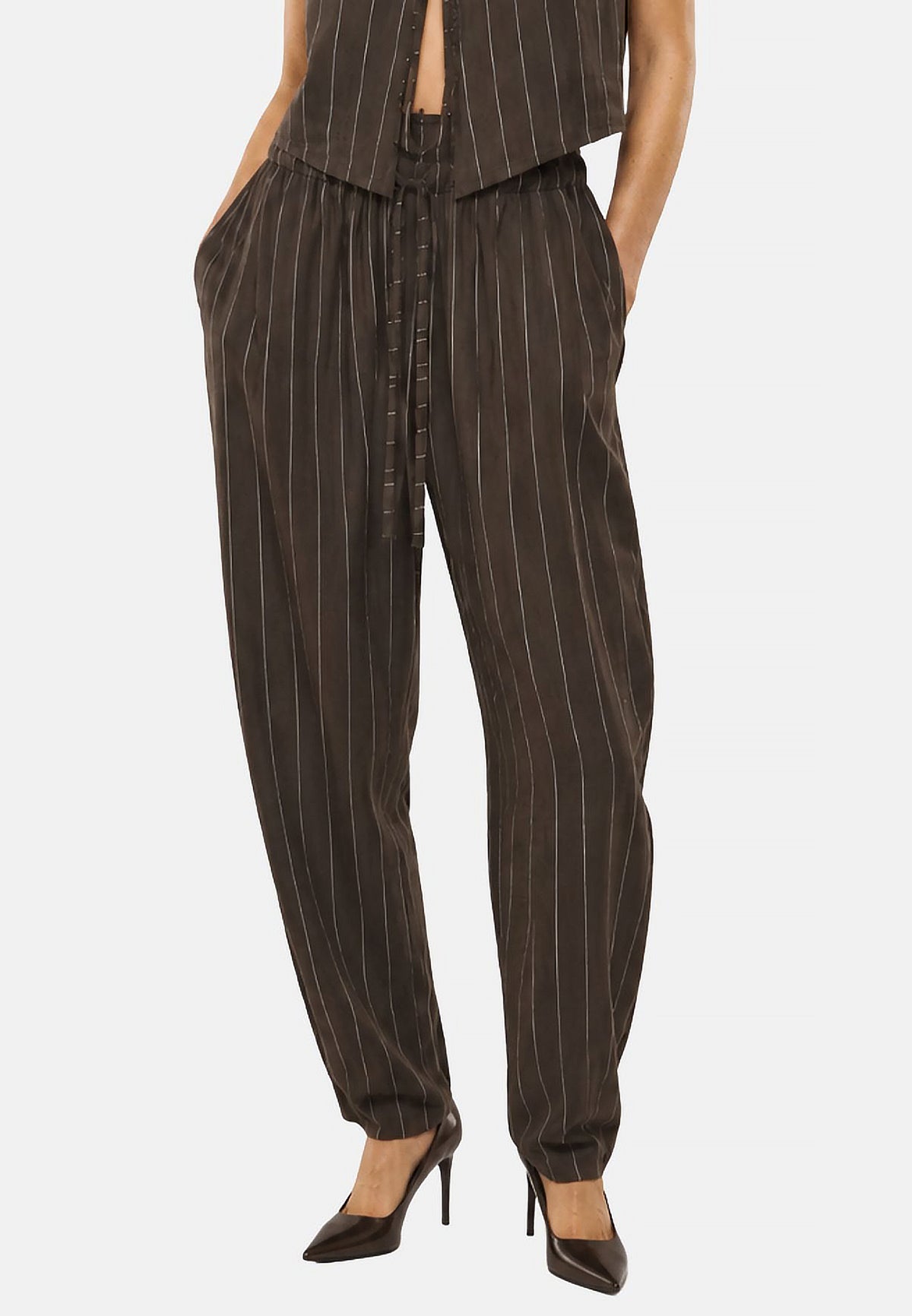 PANTALONE - CIOCCOLATO/BIANCO
