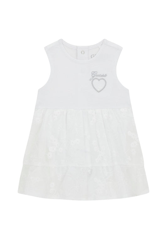MIXED FABRIC DRESS BODYSUIT - PURE WHITE