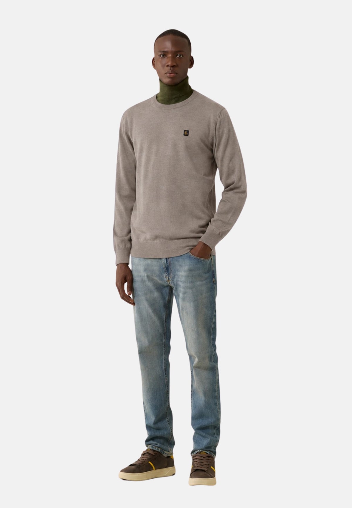 PULLOVER GIROCOLLO - BEIGE TAUPE