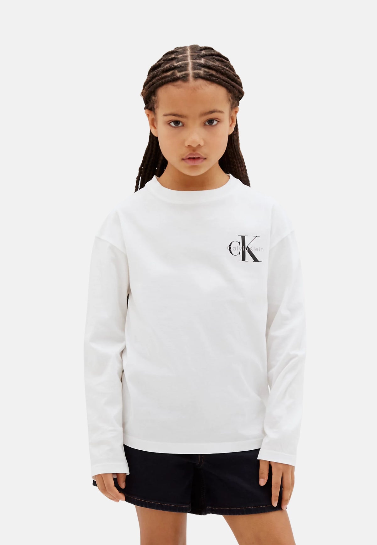 SMALL CHEST MONOLOGO LS T-SHIRT - BRIGHT WHITE