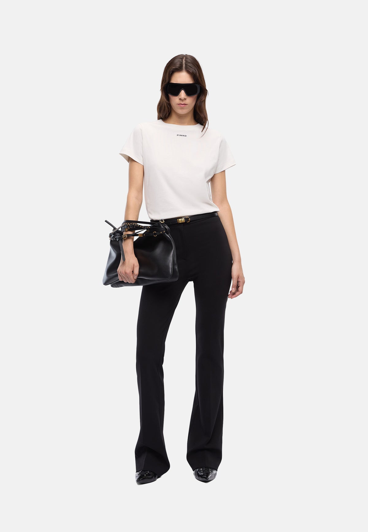 BASICO T-SHIRT JERSEY LOGO PINKO GOMMATO - WHITE