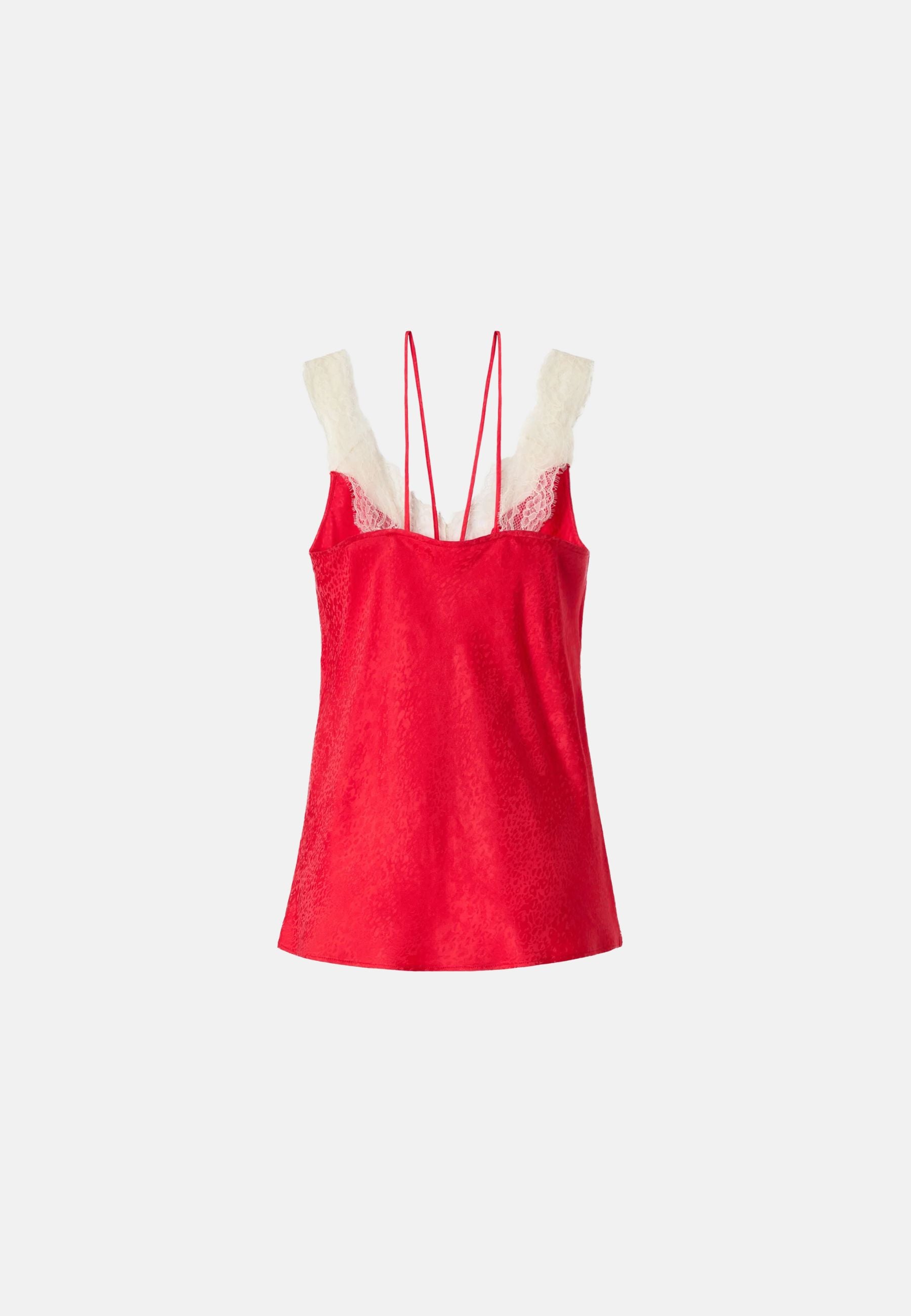 NEW LYDIA TOP SATIN JACQUARTD MACULA CON PIZZO - RED