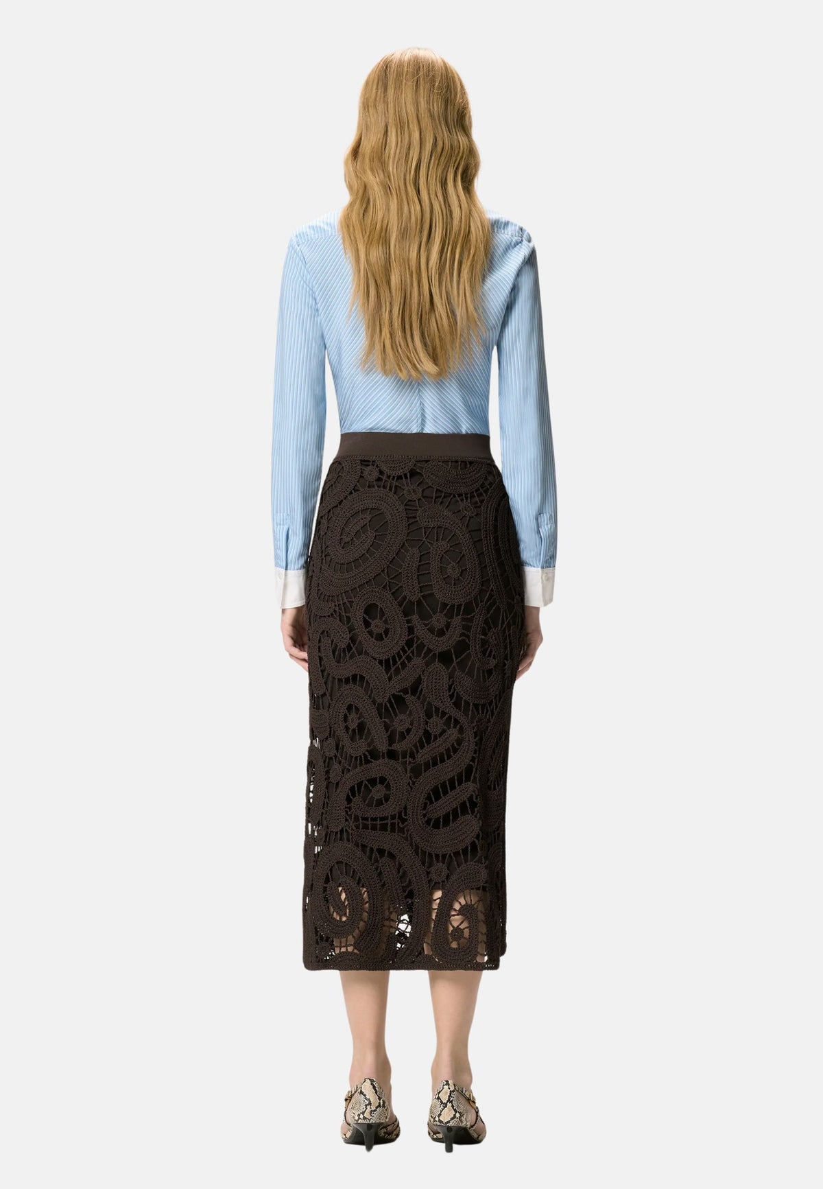 MAESTRALE GONNA CROCHET GEOMETRICO - BROWN