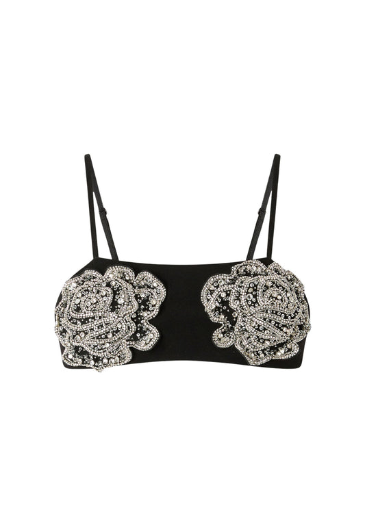 BARBABIETOLE TOP DOUBLE ARMOURE RICAMO - BLACK