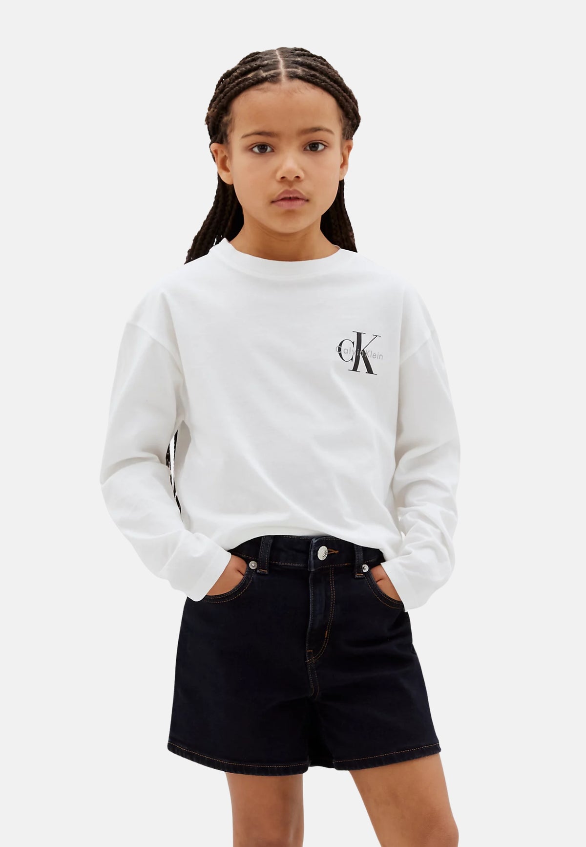 SMALL CHEST MONOLOGO LS T-SHIRT - BRIGHT WHITE