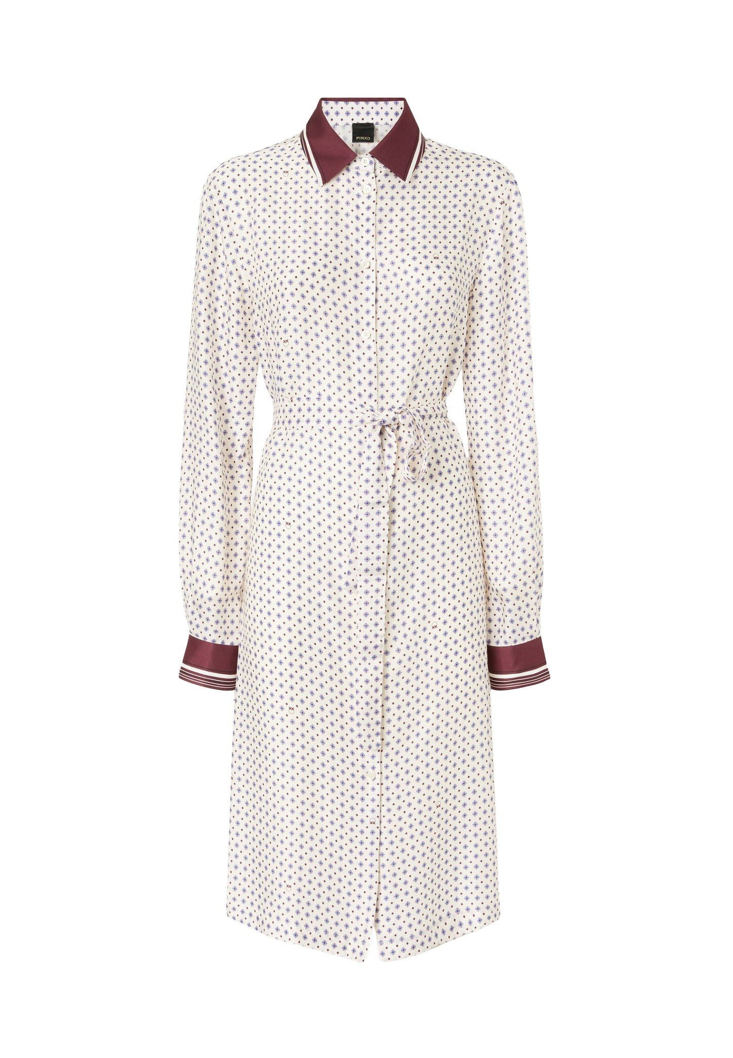 ELICIA ABITO TWILL STAMPA CRAVATTERIACON FOULARD - MULT. BIANCO/BORDEAUX