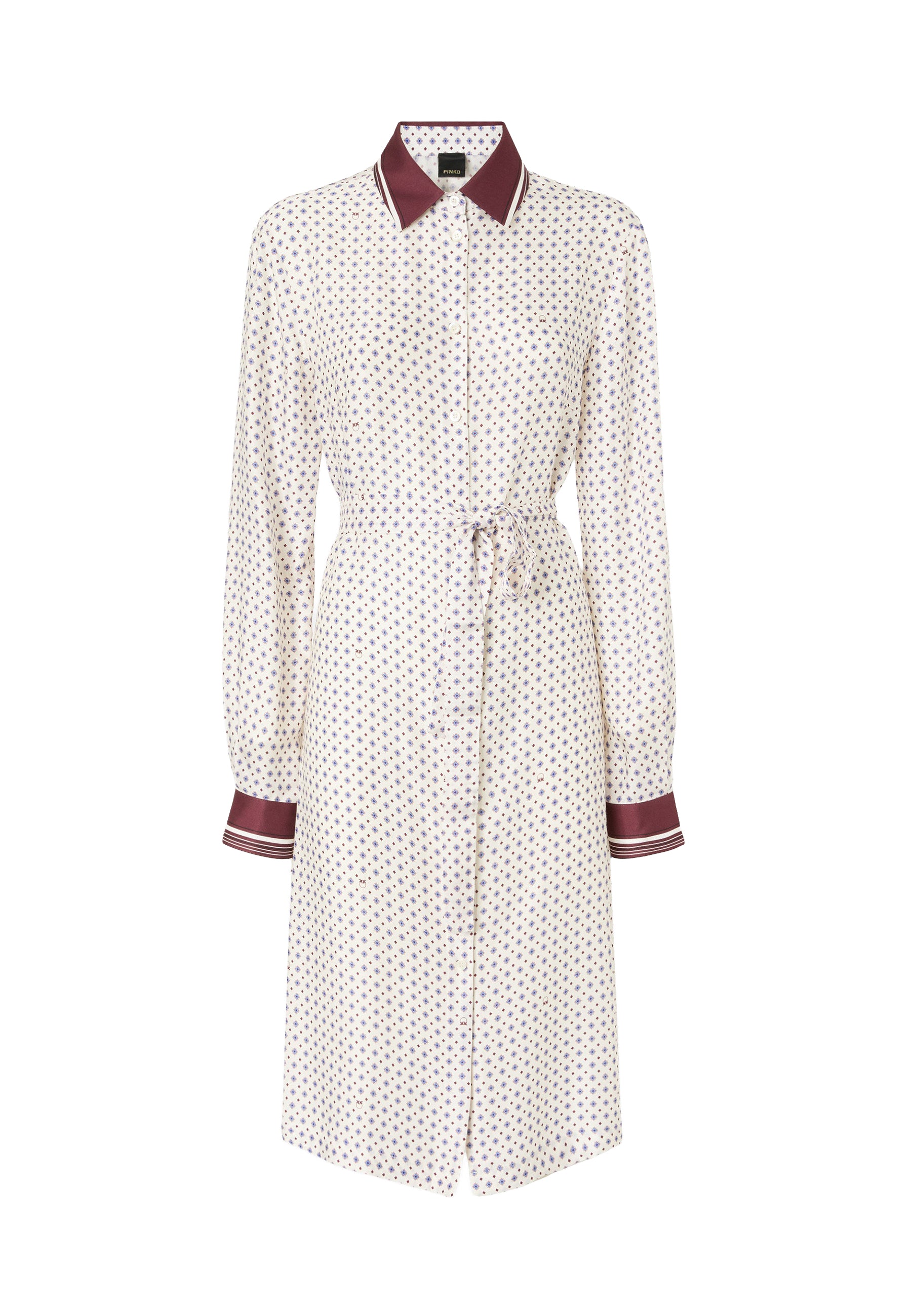 ELICIA ABITO TWILL STAMPA CRAVATTERIACON FOULARD - MULT. BIANCO/BORDEAUX