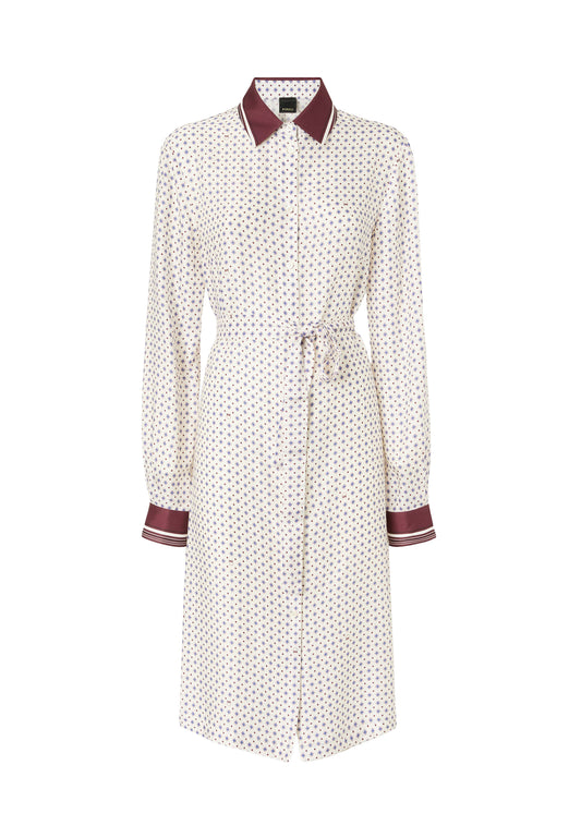ELICIA ABITO TWILL STAMPA CRAVATTERIACON FOULARD - MULT. BIANCO/BORDEAUX