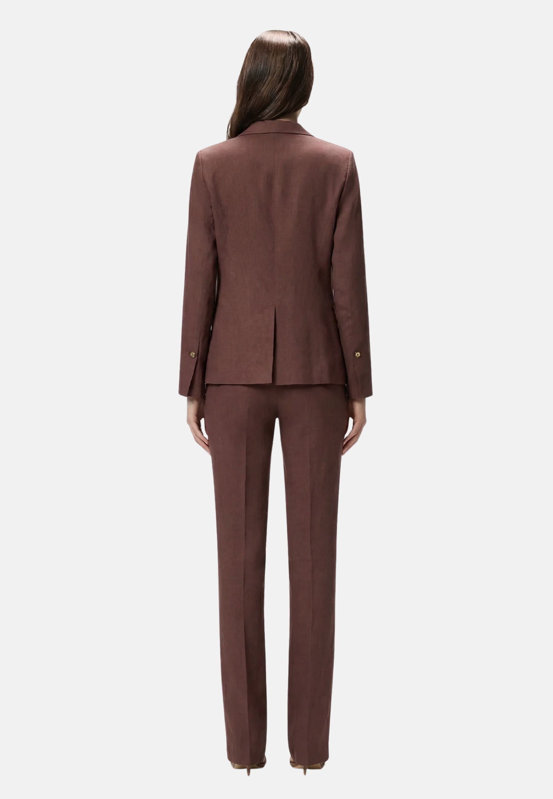 FREDA GIACCA LINO STRETCH - BROWN