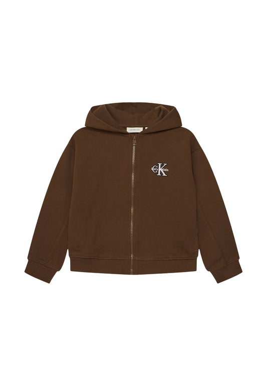 TERRY MONOLOGO ZIP UP HOODIE - ROCKY ROAD