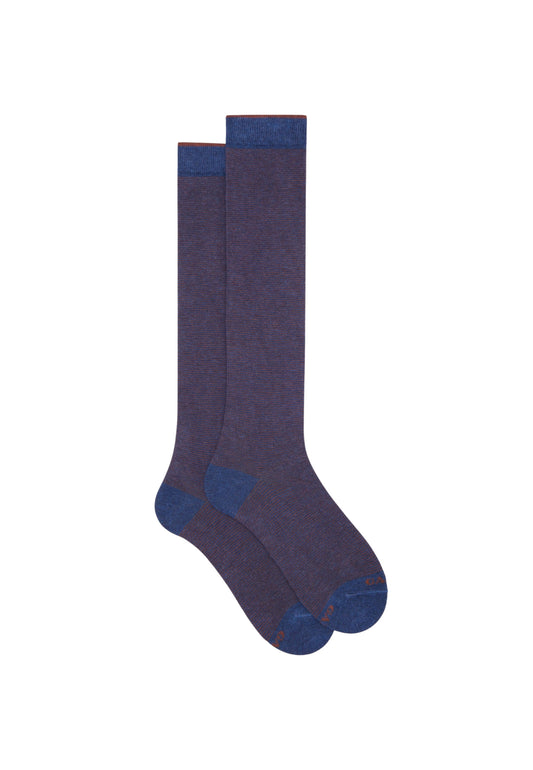 CALZINO LUNGO RIGHINA SOTTILISSIMA - JEANS/TABACCO