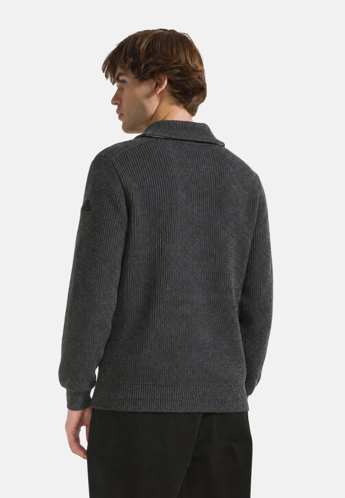 HALF ZIP ENGLISH RIB WARM WOOL L/S - GRIGIO SCURO