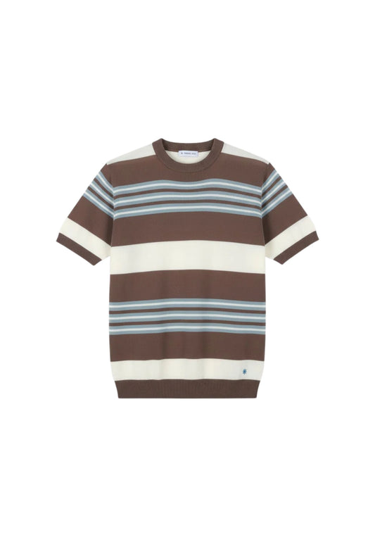 T-SHIRT M/M IN FILO - RIGATA MARRONE