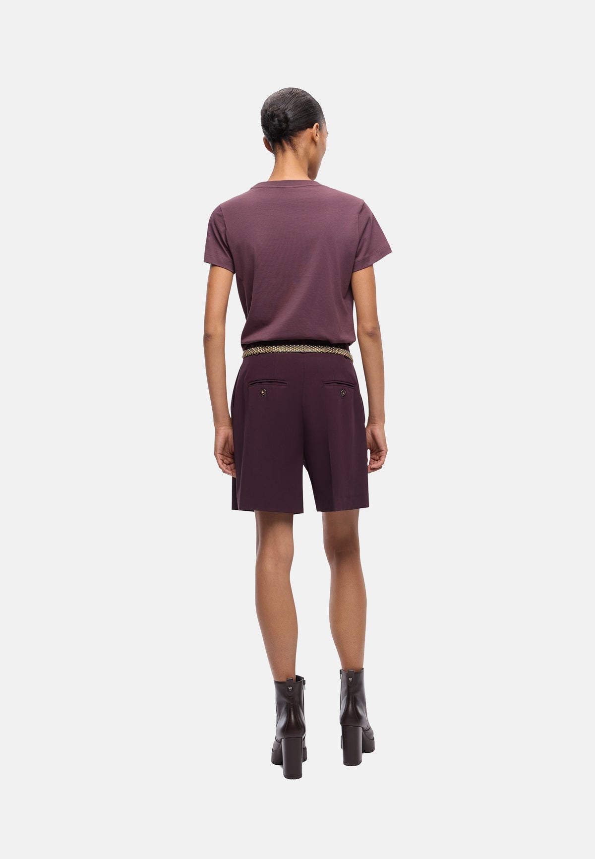 BASICO T-SHIRT JERSEY LOGO PINKO GOMMATO - BORDEAUX