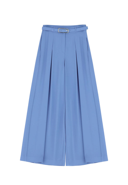 PANTALONE A PALAZZO - CERULEO
