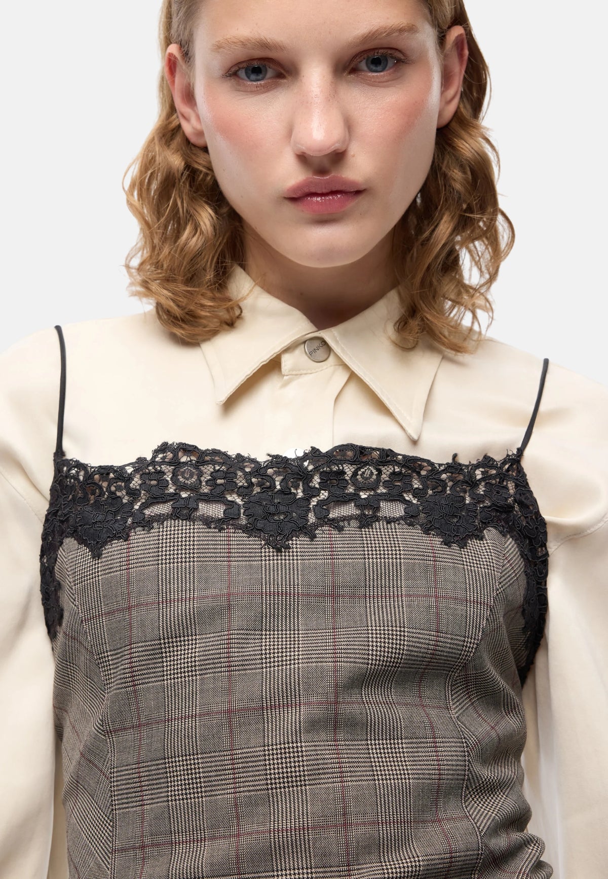 TELIPOGON TOP MISTO LANA TINTO FILO - BEIGE/BORDEAUX