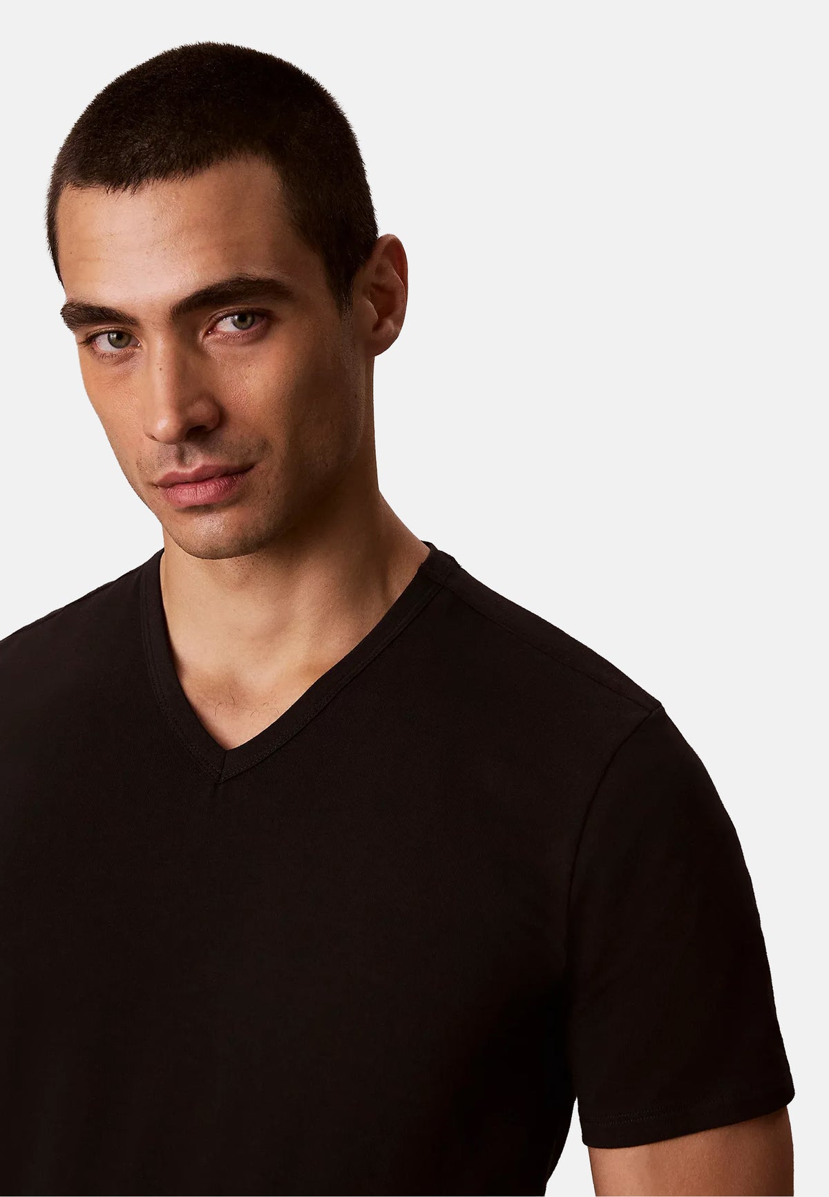 S/S V NECK 3PK - BLACK